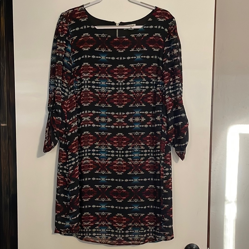 1X - western print dress